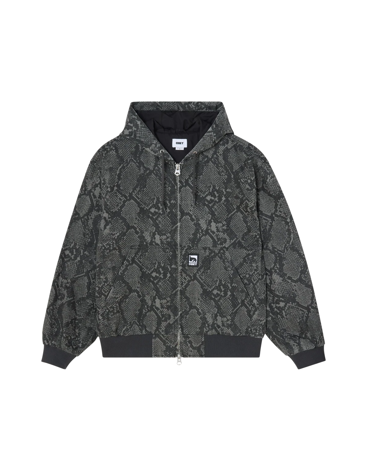 OBEY GLEN ZIP UP JACKET GREY SNAKE