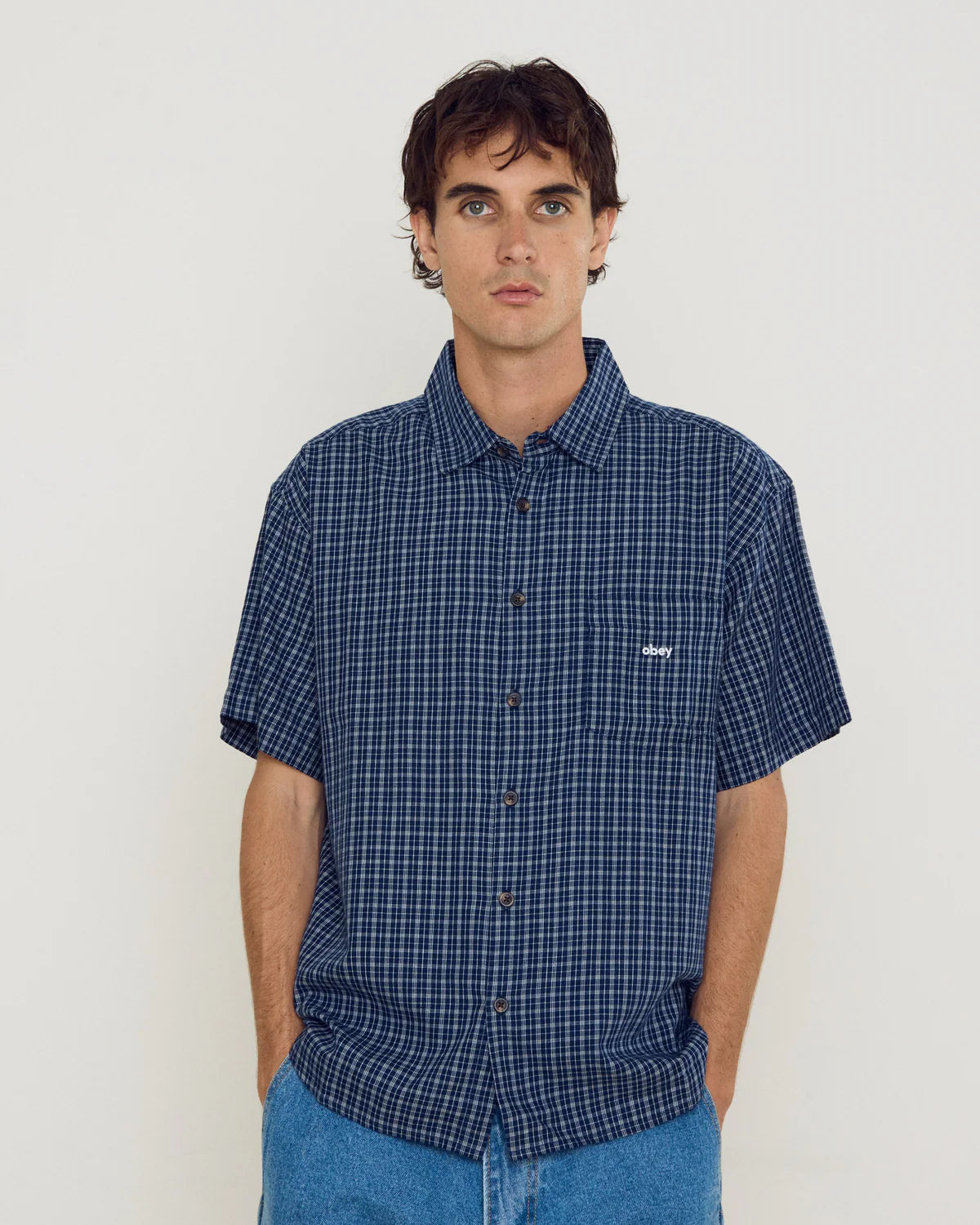 OBEY BIGWIG IAN SS SHIRT ACADEMY NAVY MULTI