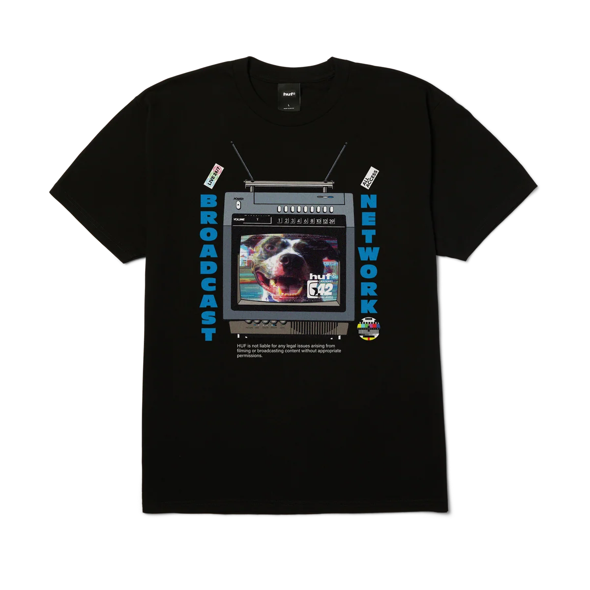 HUF BROADCAST SS TEE BLACK