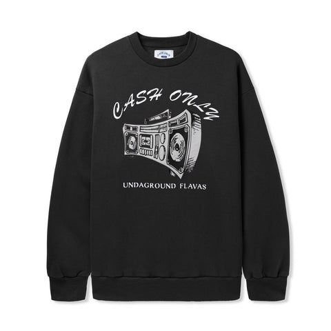 CASH ONLY // BOOMBOX APPLIQUE CREWNECK // BLACK // L