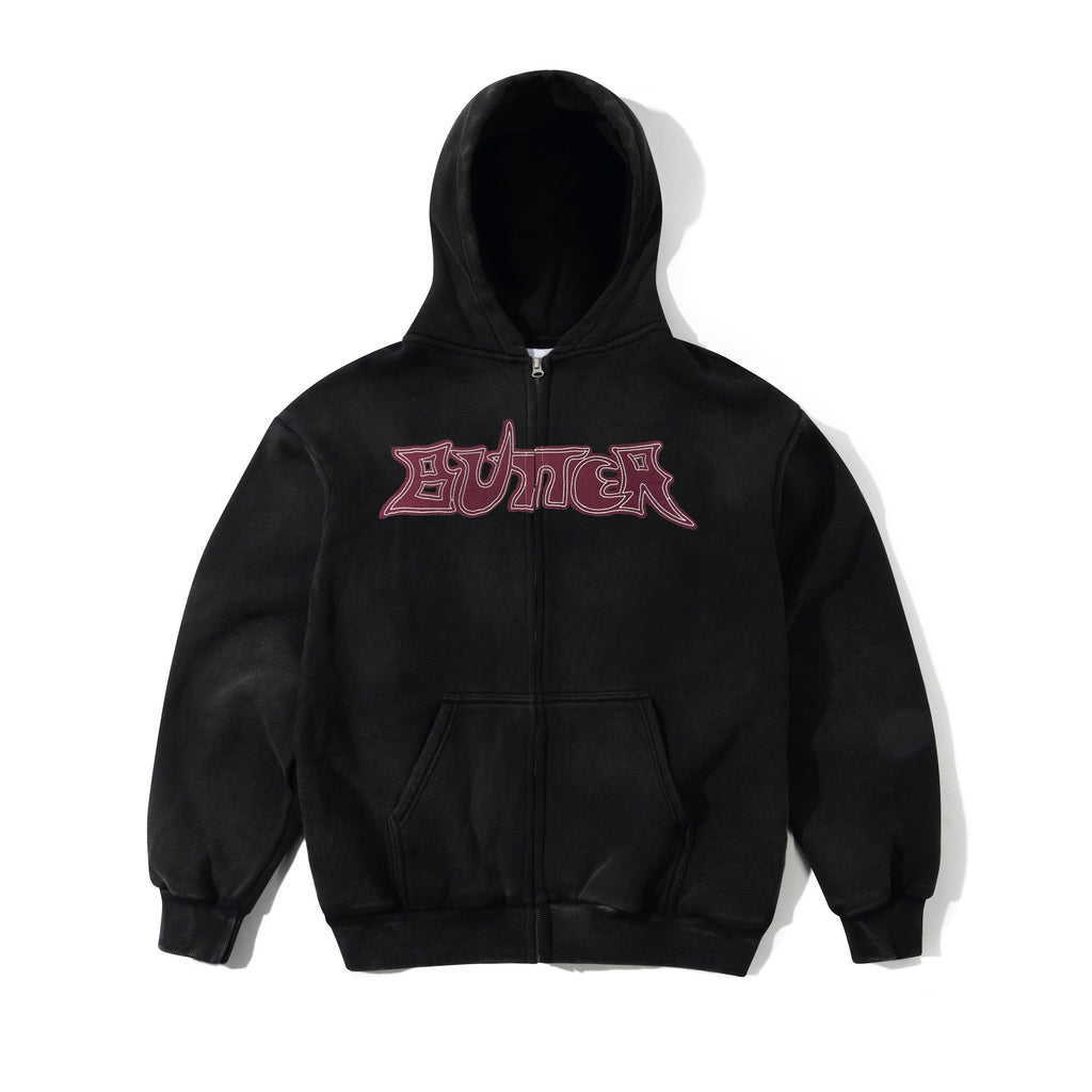 BUTTERGOODS // ZIP HOOD // ECOUNTER ZIP THRU HOOD // WASHED BLACK