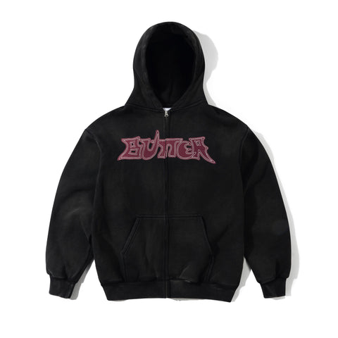 BUTTERGOODS // ZIP HOOD // ECOUNTER ZIP THRU HOOD // WASHED BLACK