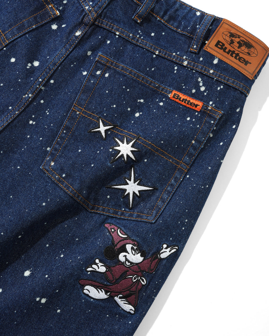 BUTTERGOODS X FANTASIA // FANTASIA BAGGY DENIM JEANS // DARK INDIGO BLEACH SPLATTER