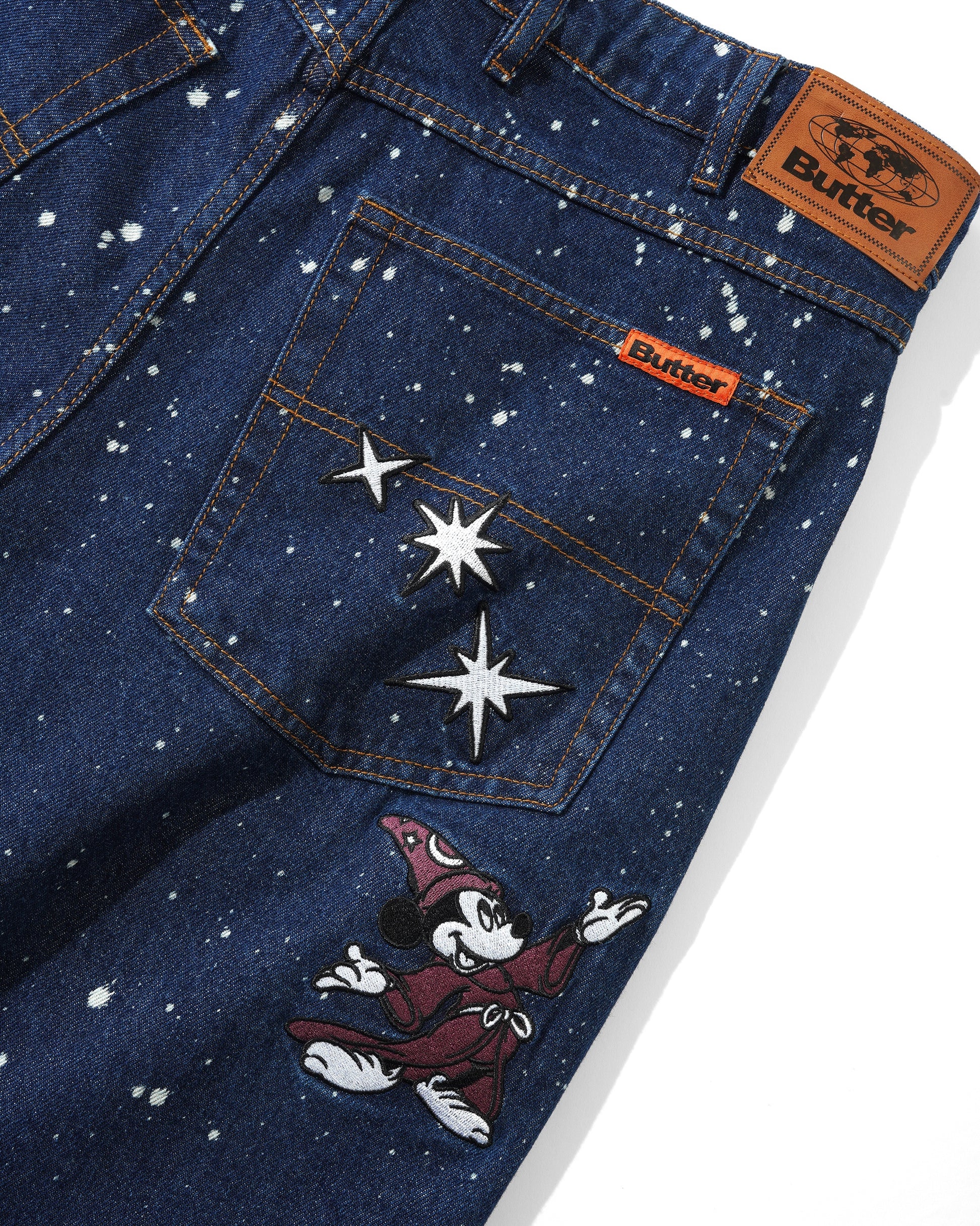 BUTTERGOODS X FANTASIA // FANTASIA BAGGY DENIM JEANS // DARK INDIGO BLEACH SPLATTER