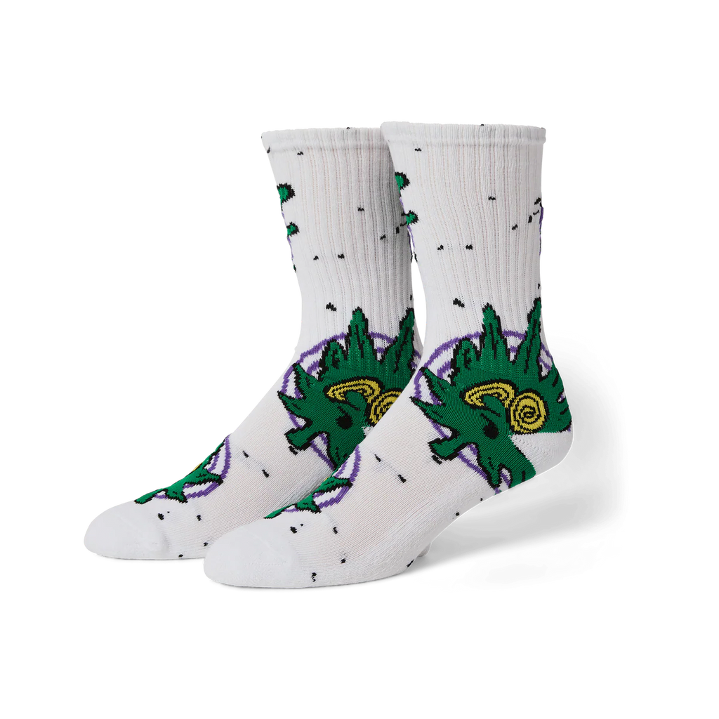 HUF // GREEN BUDDY HYPNOSIS SOCK // WHITE
