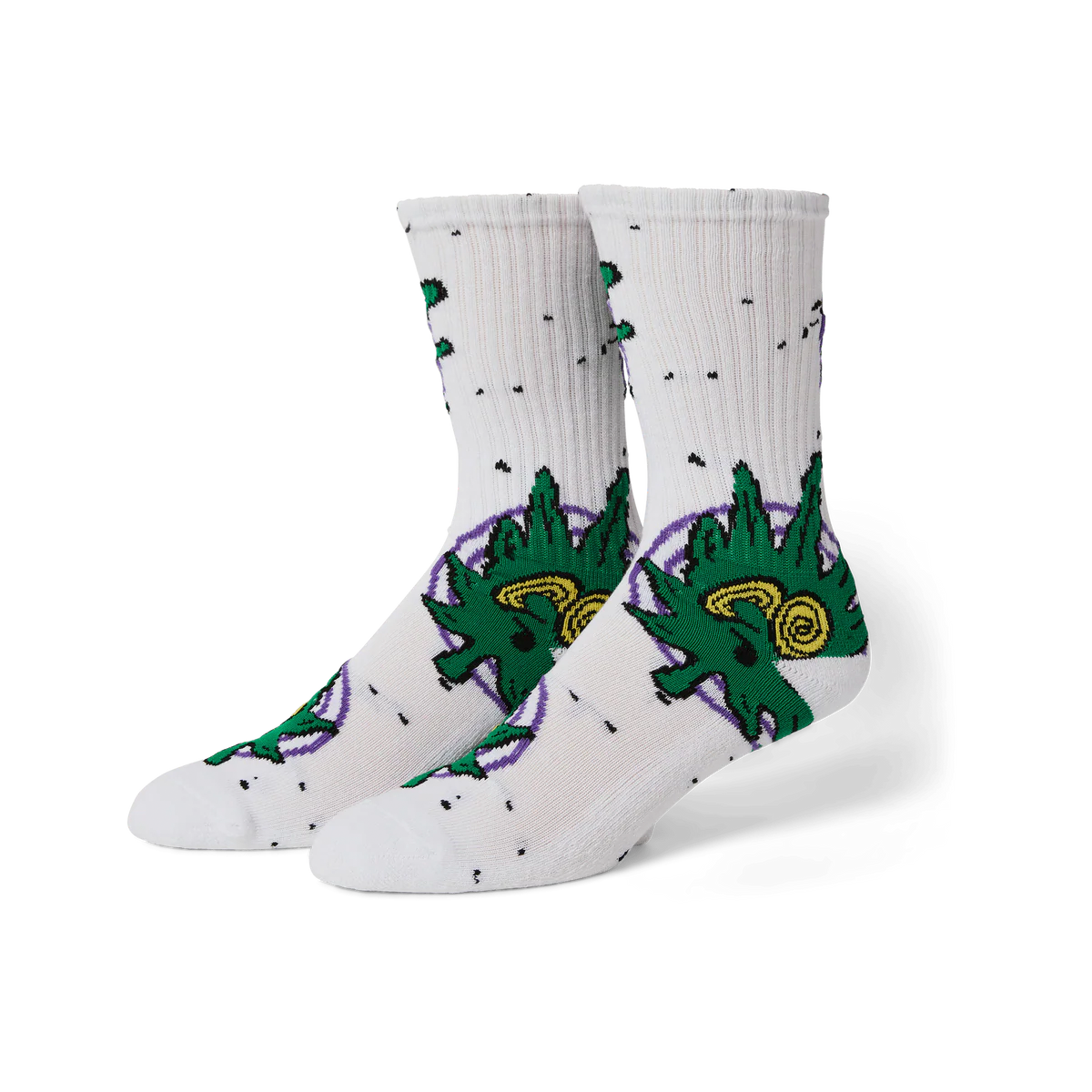HUF // GREEN BUDDY HYPNOSIS SOCK // WHITE