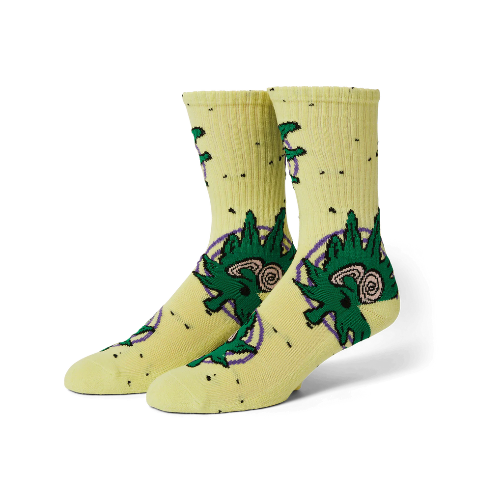 HUF // GREEN BUDDY HYPNOSIS SOCK // YELLOW