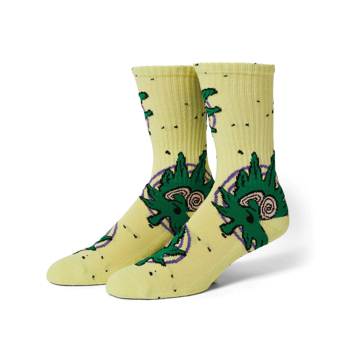 HUF // GREEN BUDDY HYPNOSIS SOCK // YELLOW