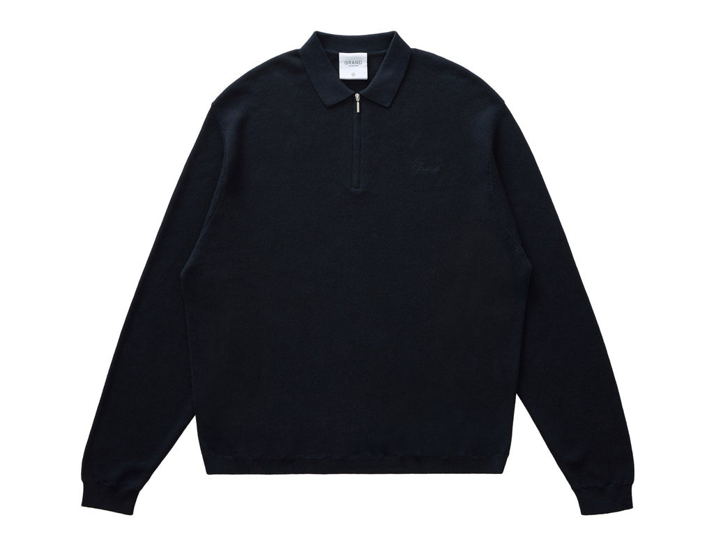 GRAND COLLECTION // KNIT // QUARTER ZIP KNIT NAVY