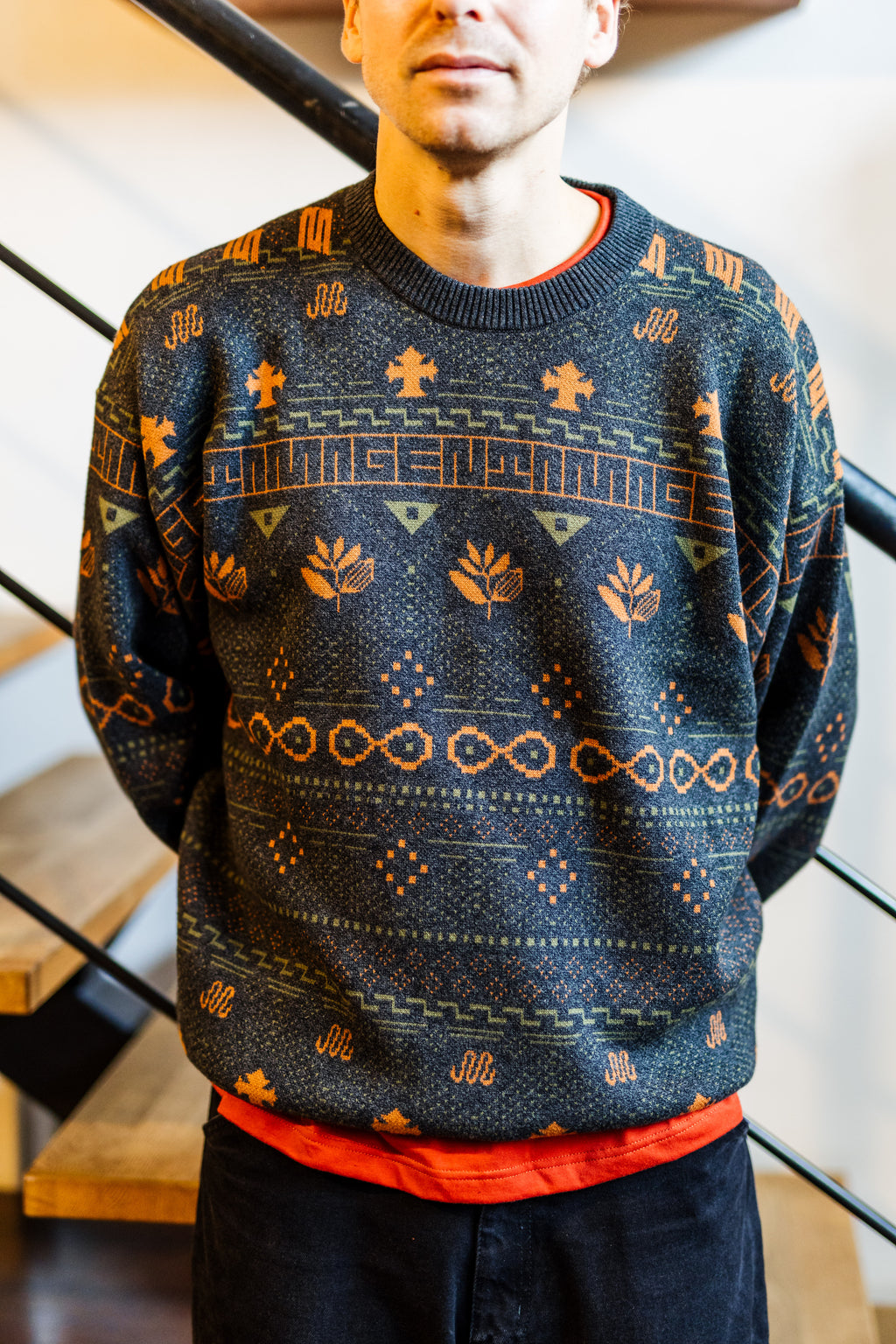 MAGENTA // AZTEC KNIT CREWNECK // DARK HEATHER