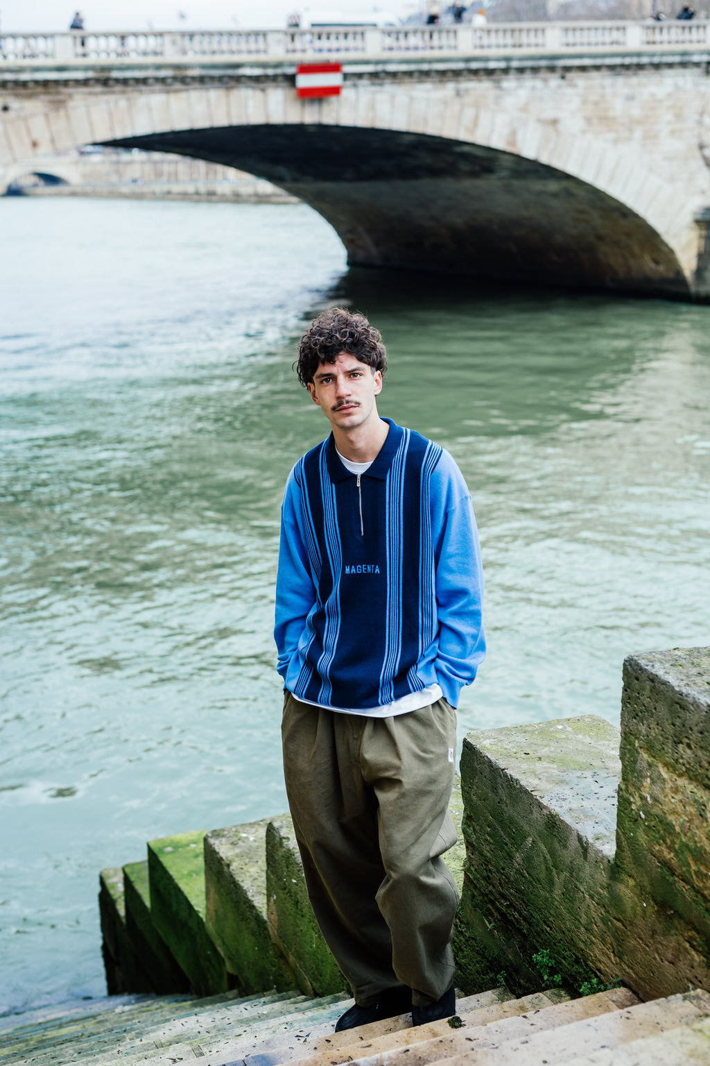 MAGENTA // POLO // 1984 KNIT POLO // BLUE