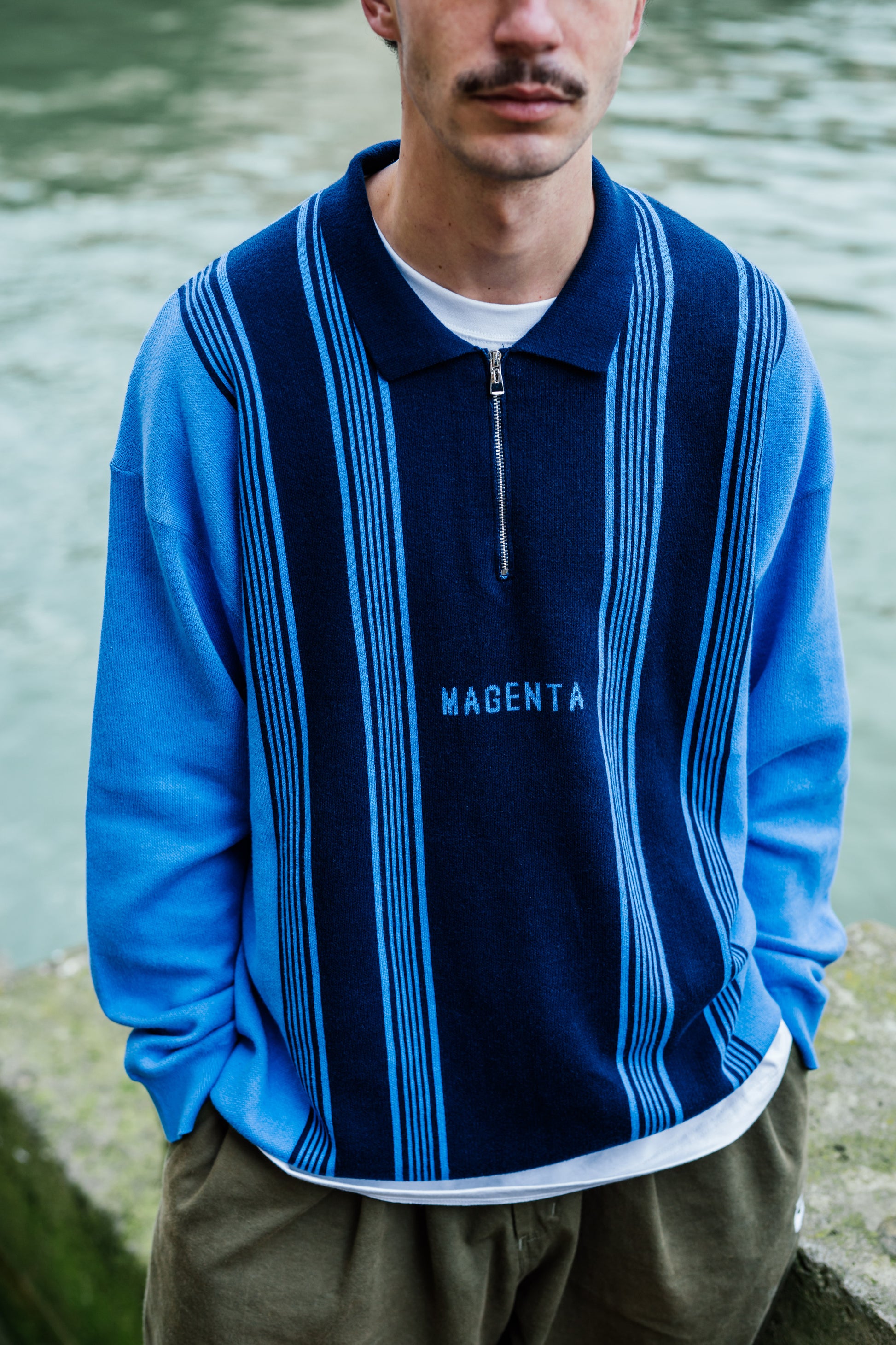 MAGENTA // POLO // 1984 KNIT POLO // BLUE
