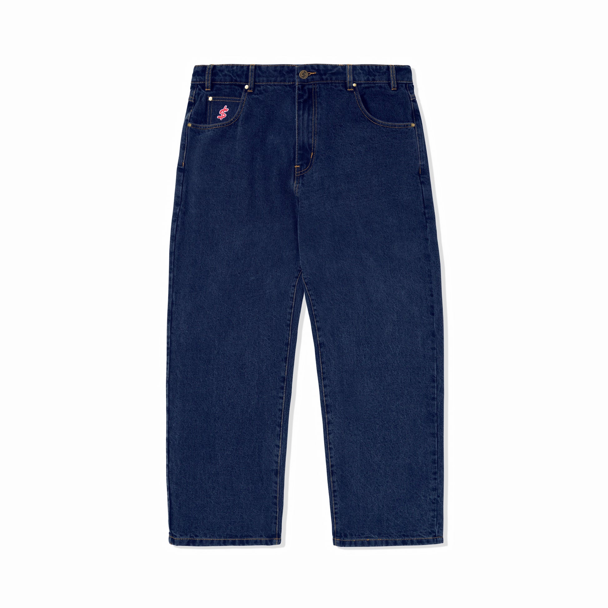 CASH ONLY // LOGO BAGGY DENIM JEANS // RAW INDIGO