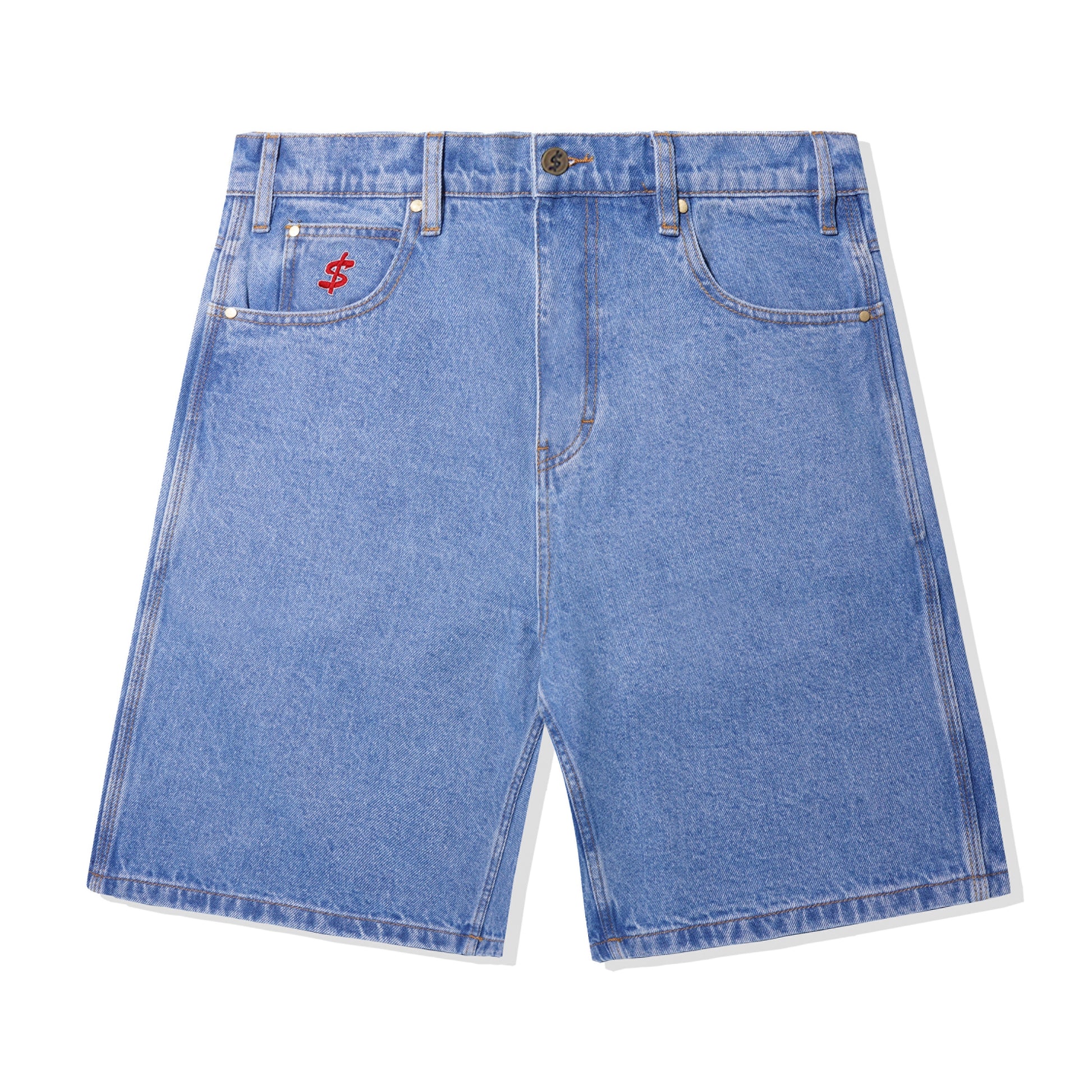 CASH ONLY // LOGO DENIM SHORTS // WASHED INDIGO