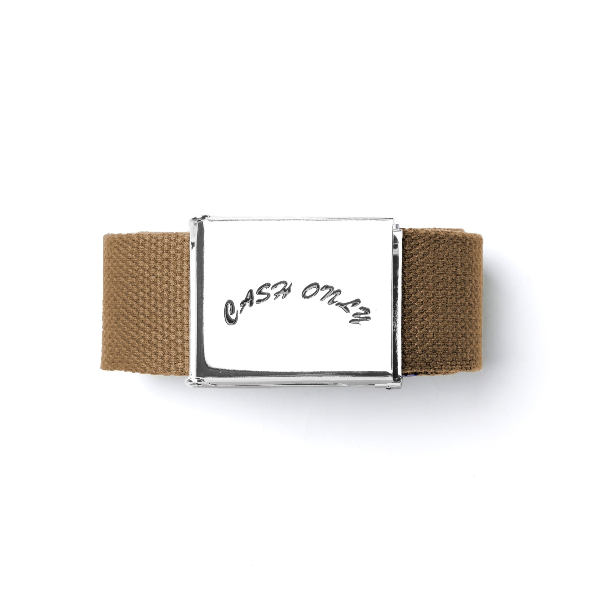 CASH ONLY // LOGO WEB BELT // BROWN