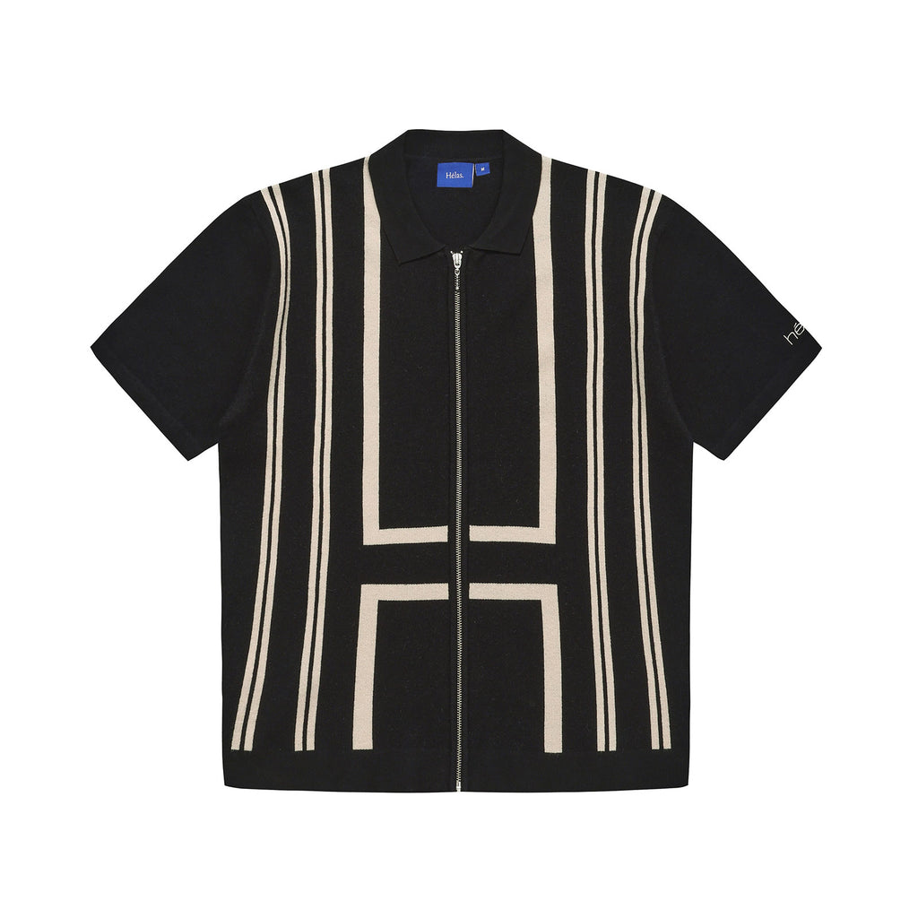 HELAS ALDO KNIT FULL ZIP POLO BLACK