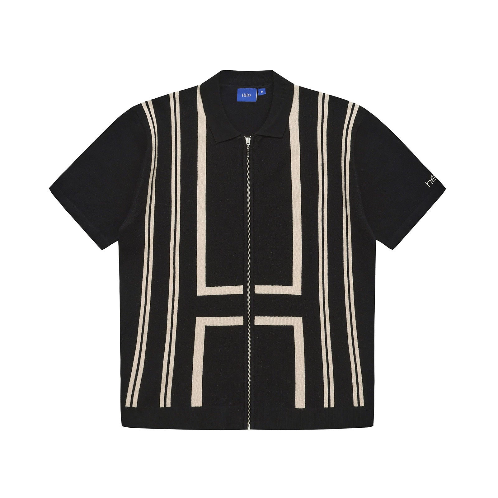 HELAS ALDO KNIT FULL ZIP POLO BLACK
