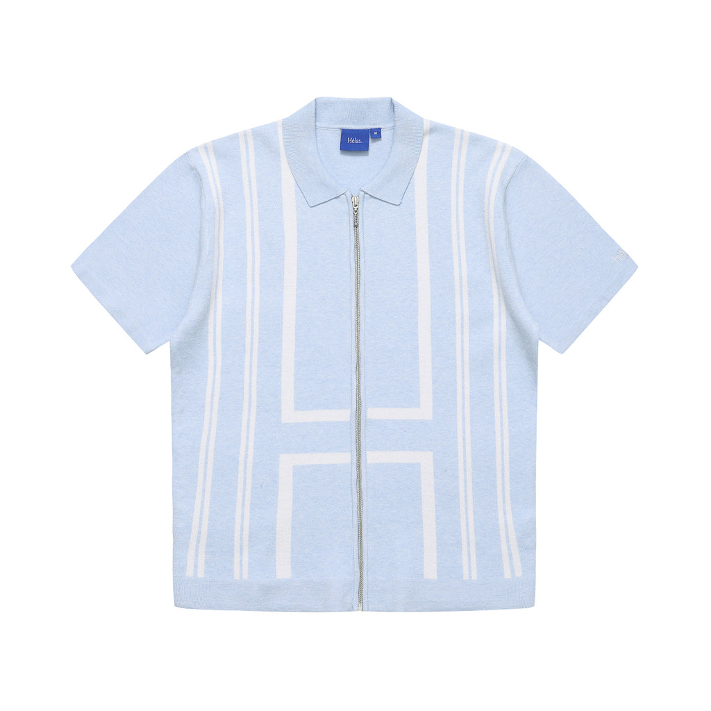 HELAS ALDO KNIT FULL ZIP POLO LIGHT BLUE