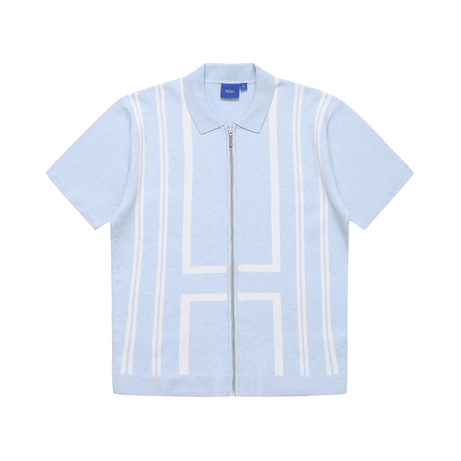 HELAS ALDO KNIT FULL ZIP POLO LIGHT BLUE