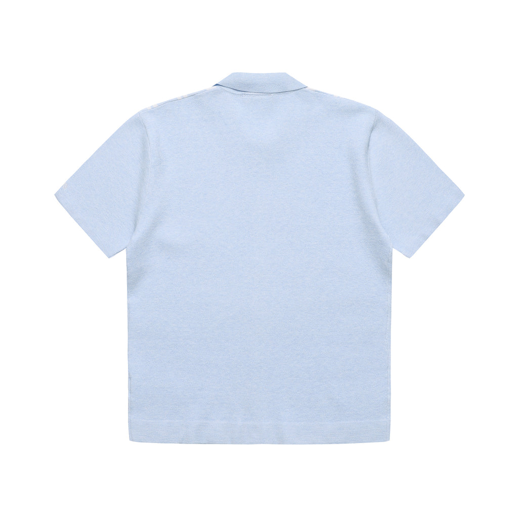 HELAS ALDO KNIT FULL ZIP POLO LIGHT BLUE
