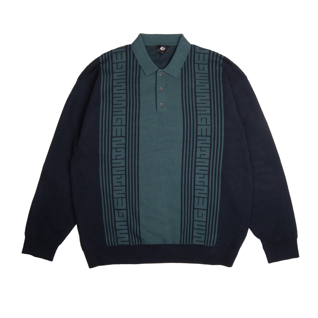 MAGENTA // KNIT LS POLO // DARK NAVY