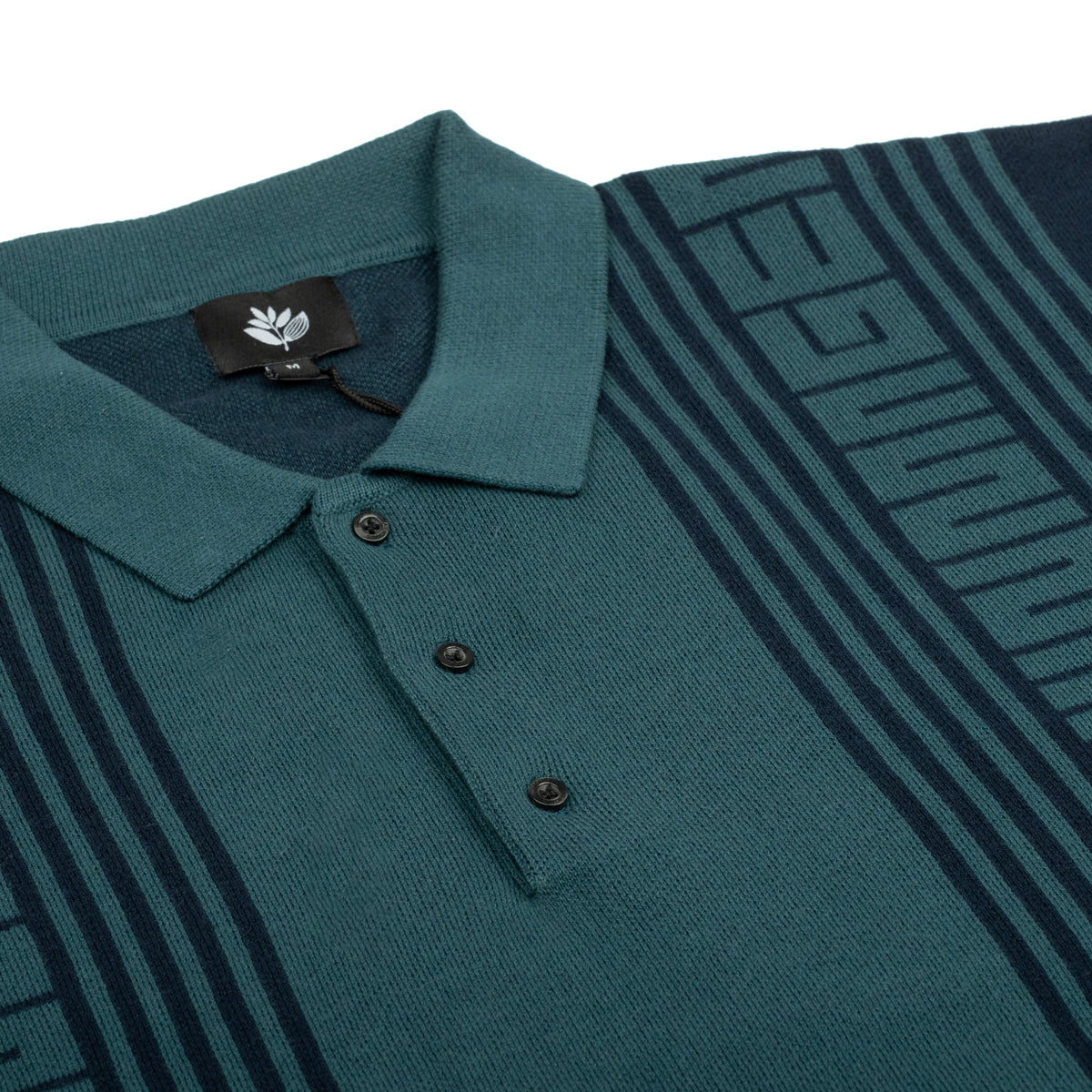 MAGENTA // KNIT LS POLO // DARK NAVY