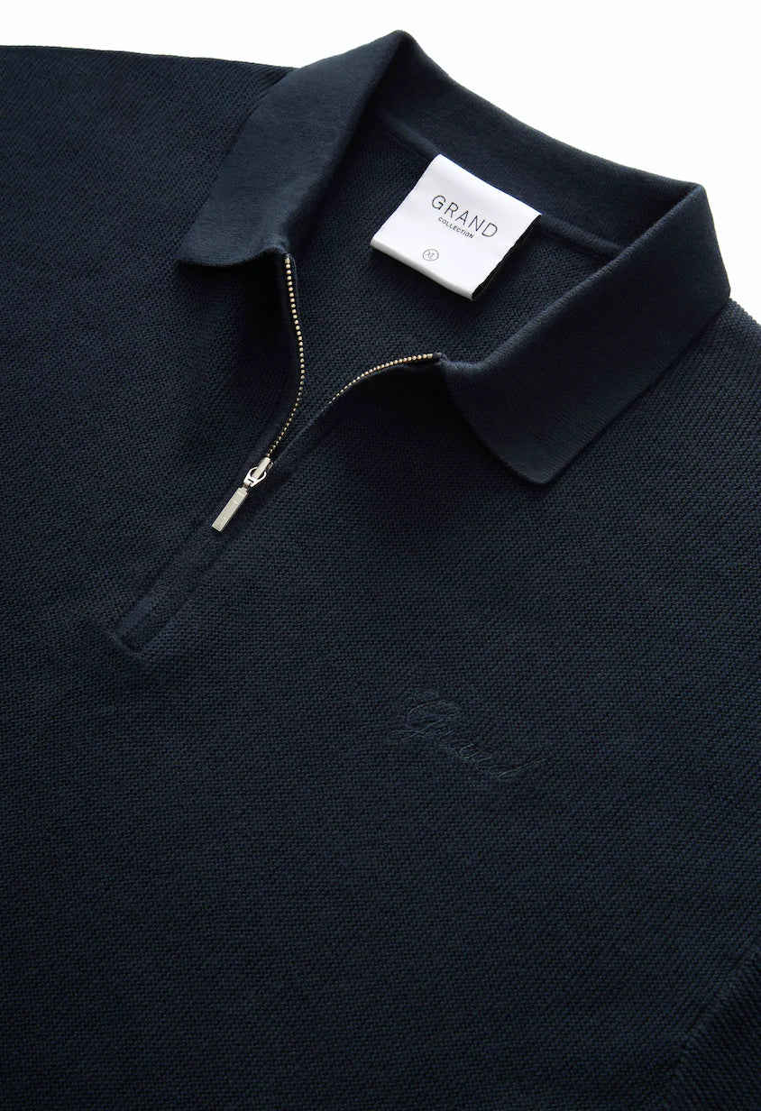 GRAND COLLECTION // KNIT // QUARTER ZIP KNIT NAVY