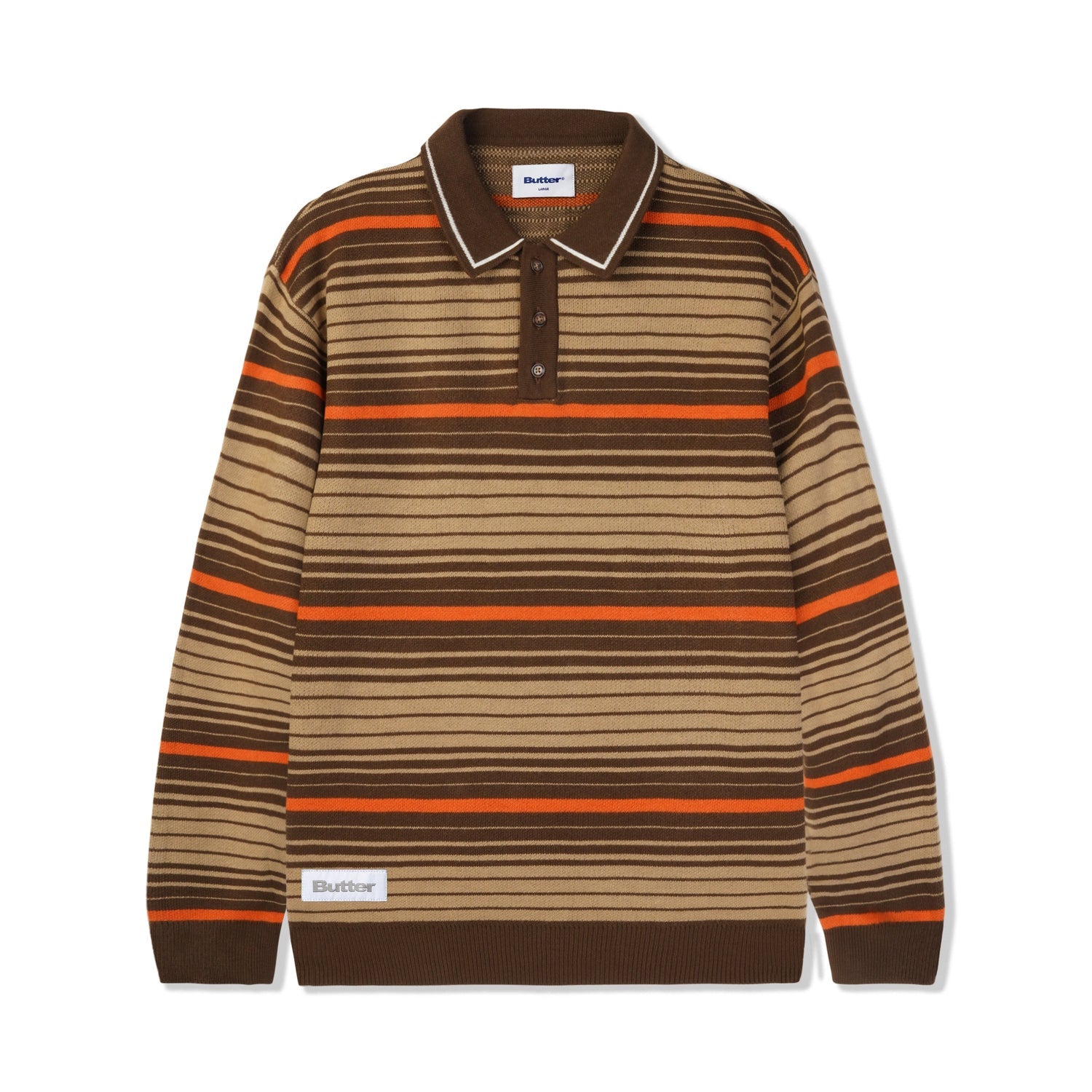 BUTTERGOODS // STRIPE KNITTED SHIRT // OAT BROWN ORANGE