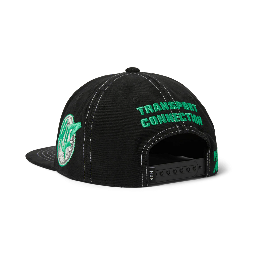HUF // TRANSPORT CONNECTION SNAPBACK HAT // BLACK