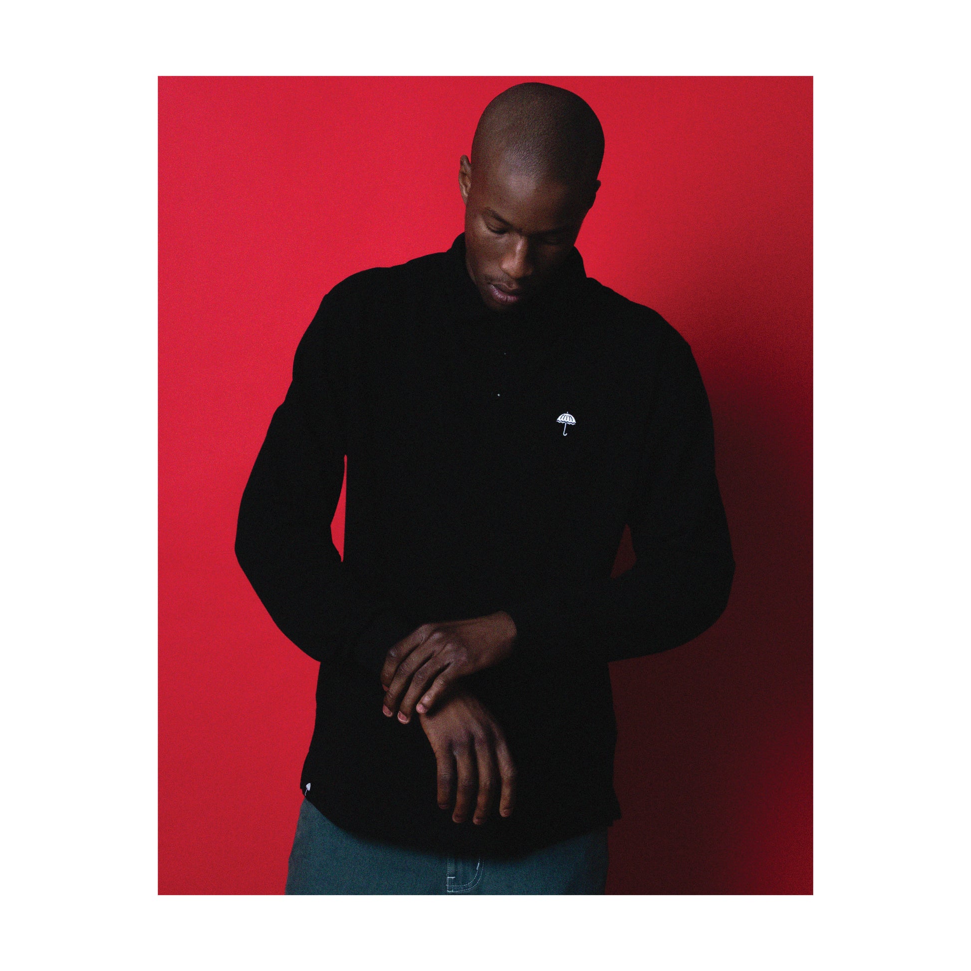 HELAS // CLASSIC PIQUE LS POLO // BLACK