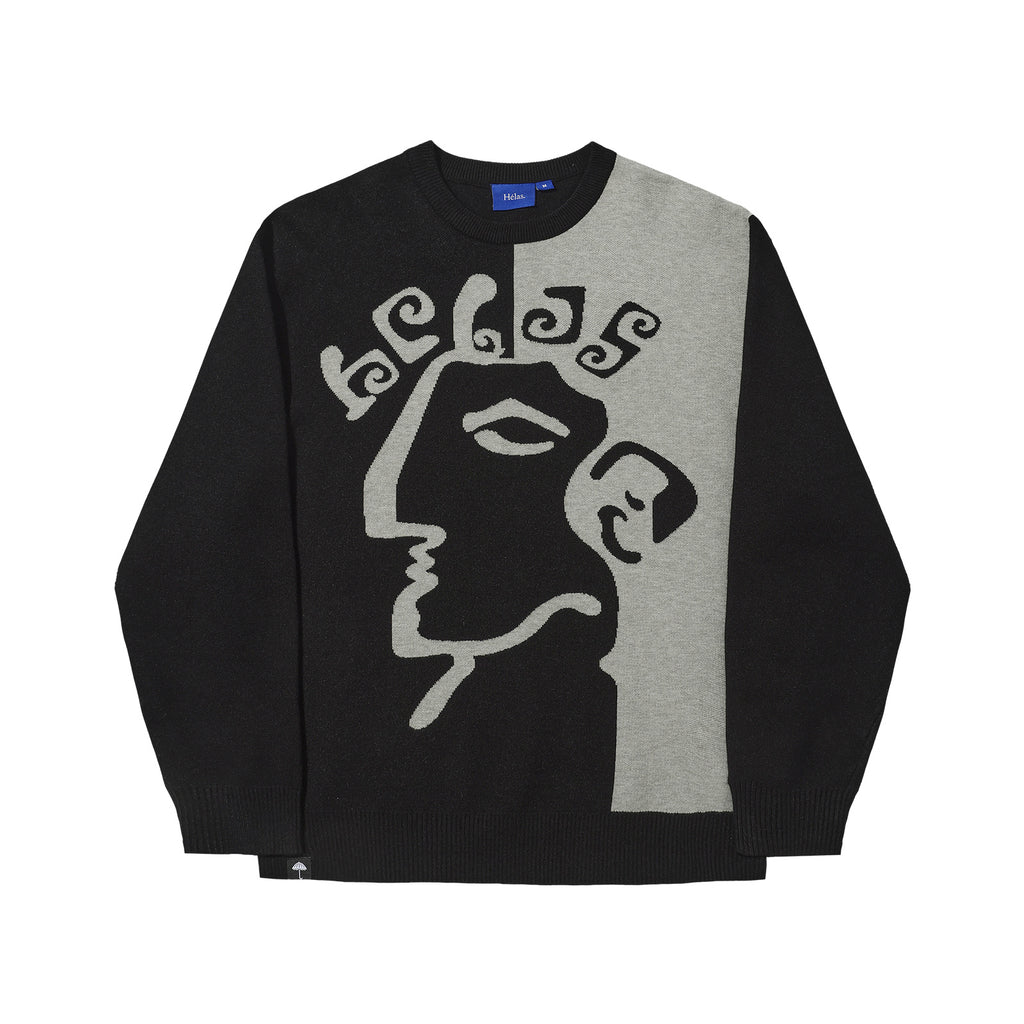 HELAS // DIEU GREC CREWNECK KNIT BLACK // GREY