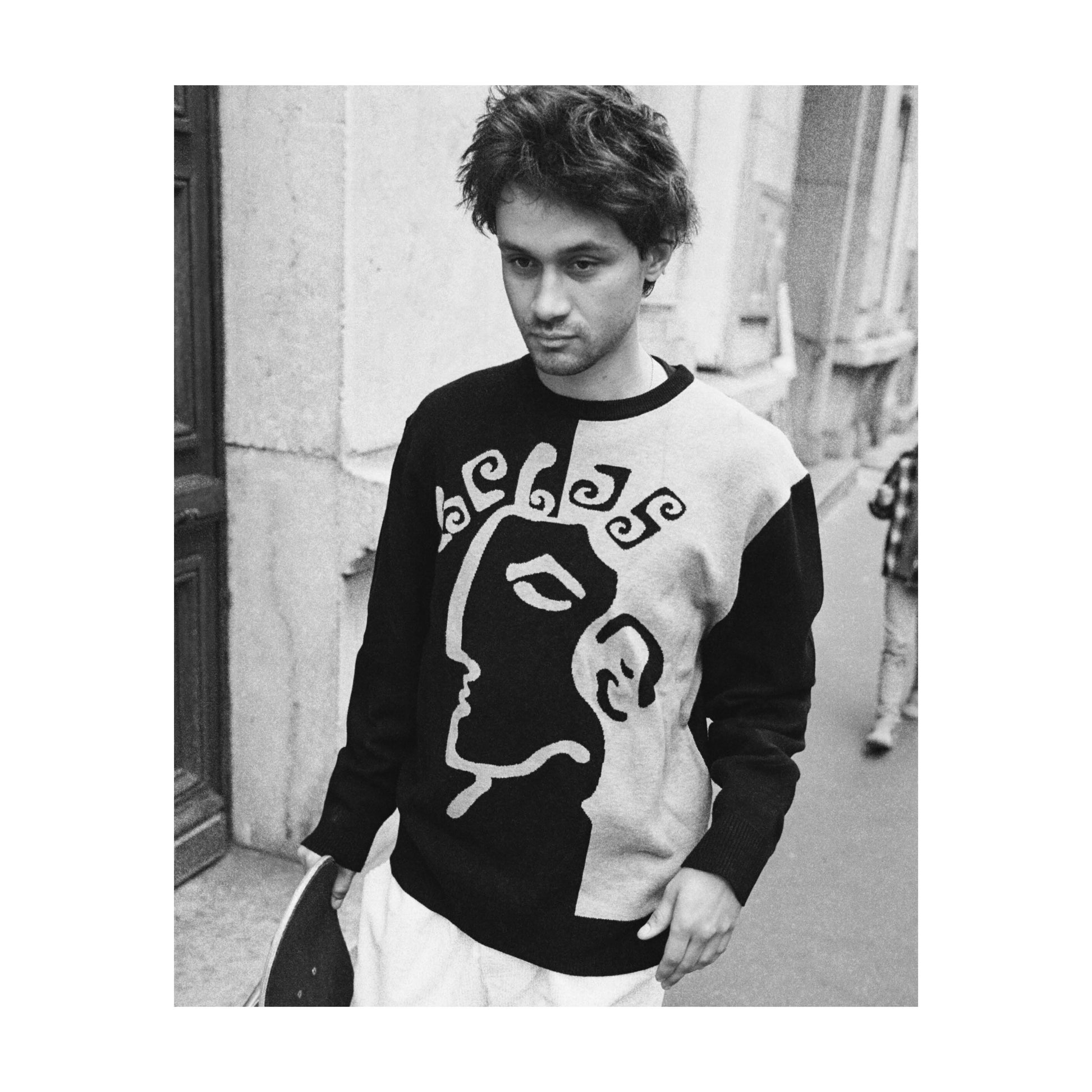 HELAS // DIEU GREC CREWNECK KNIT BLACK // GREY