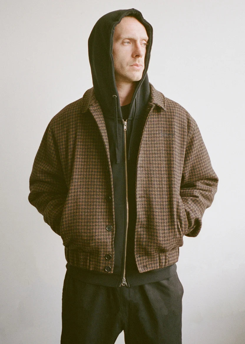 GRAND WOOL HOUNDSTOOTH BLOUSON JACKET ESPRESSO/BLACK