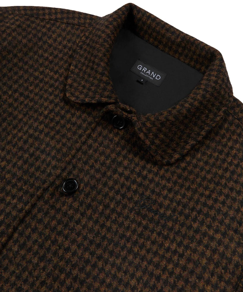 GRAND WOOL HOUNDSTOOTH BLOUSON JACKET ESPRESSO/BLACK
