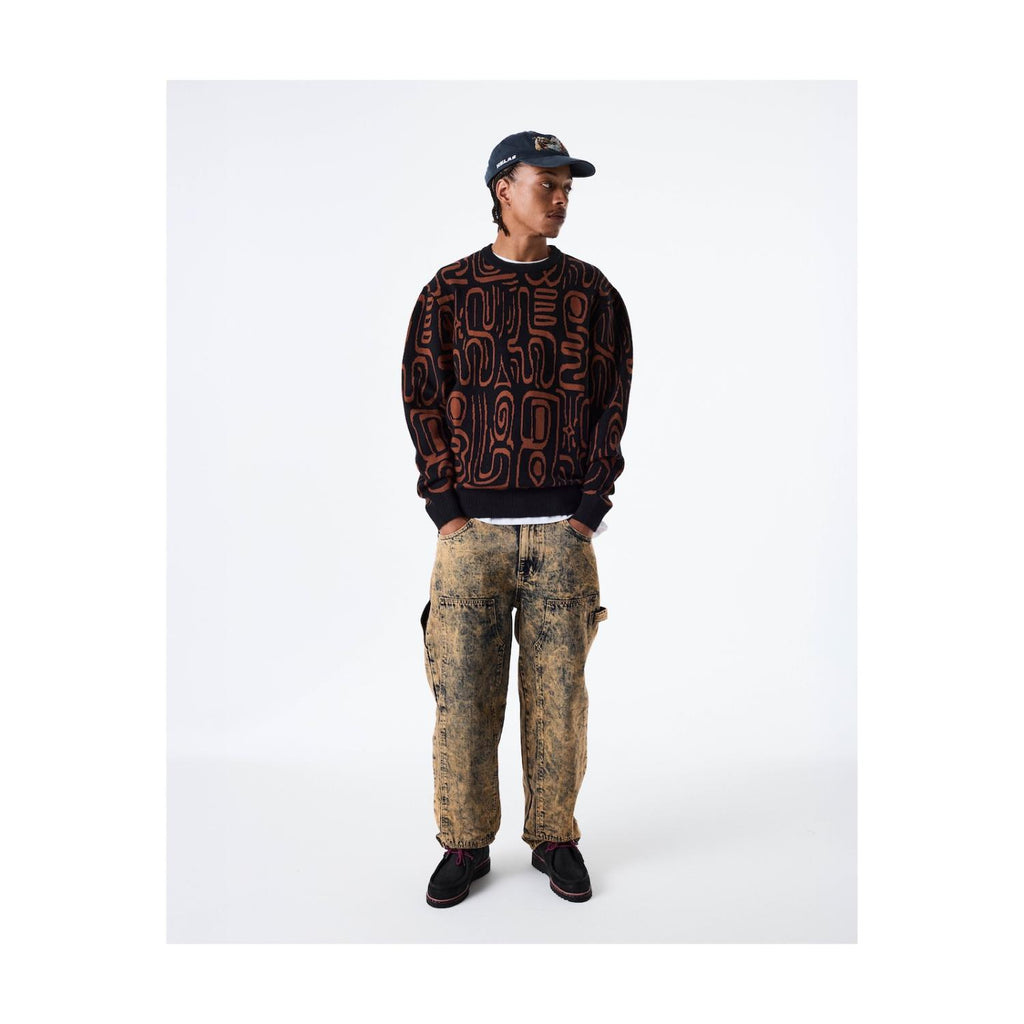 HELAS // CREWNECK // ABSTRACT KNIT BLACK BROWN
