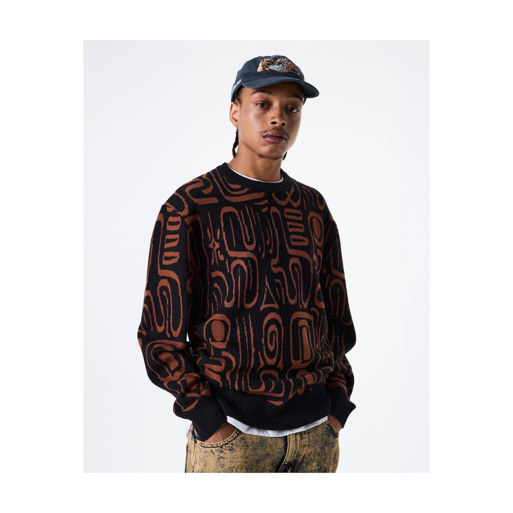 HELAS // CREWNECK // ABSTRACT KNIT BLACK BROWN