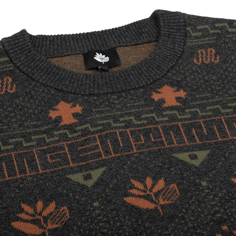 MAGENTA // AZTEC KNIT CREWNECK // DARK HEATHER