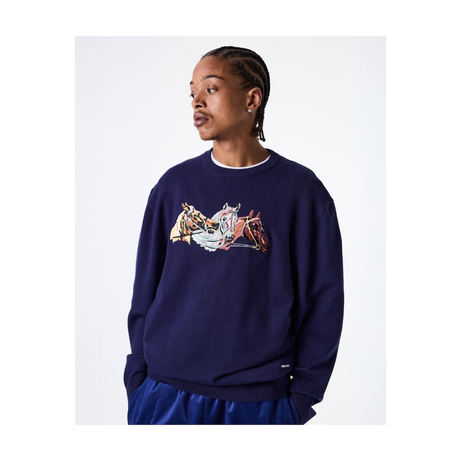 HELAS // CREWNECK // HORSES KNIT NAVY