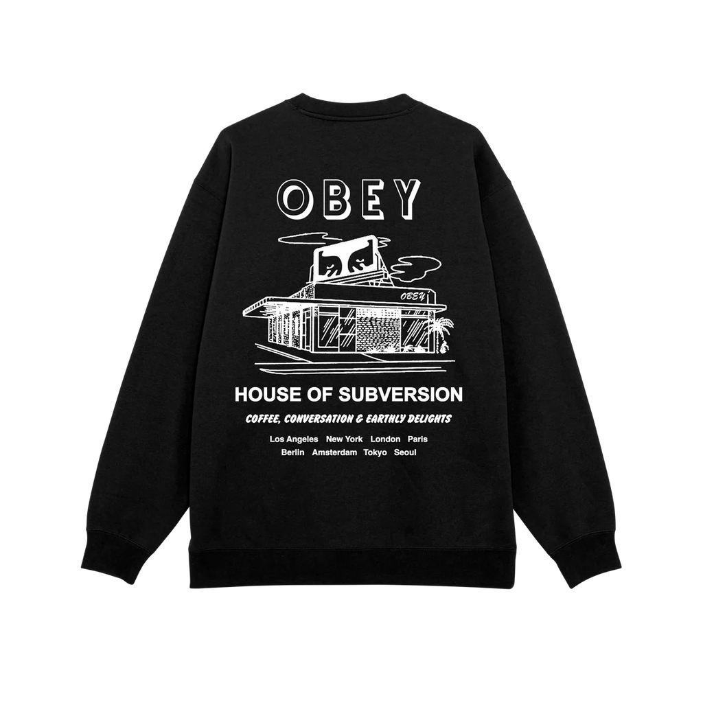 OBEY // HOUSE OF SUBVERSION CREWNECK // BLACK