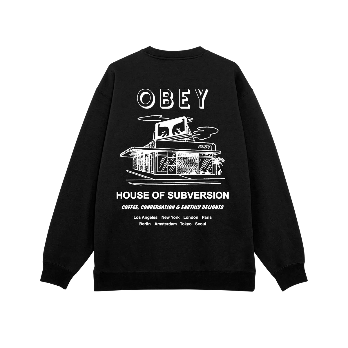 OBEY // HOUSE OF SUBVERSION CREWNECK // BLACK
