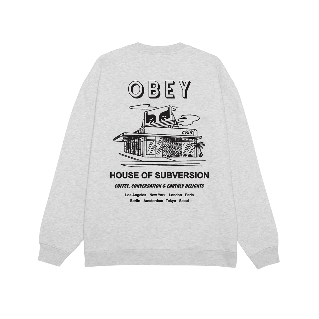 OBEY // HOUSE OF SUBVERSION CREWNECK // HEATHER GREY
