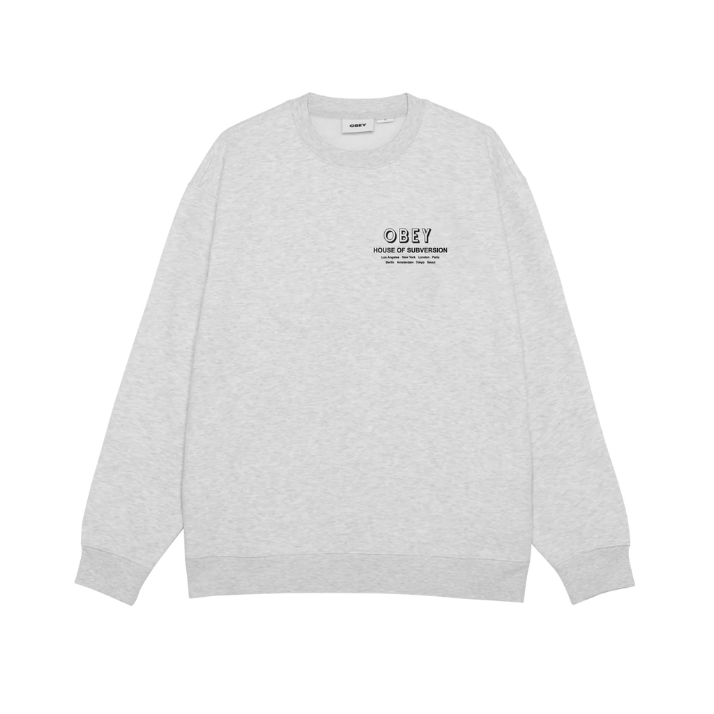 OBEY // HOUSE OF SUBVERSION CREWNECK // HEATHER GREY