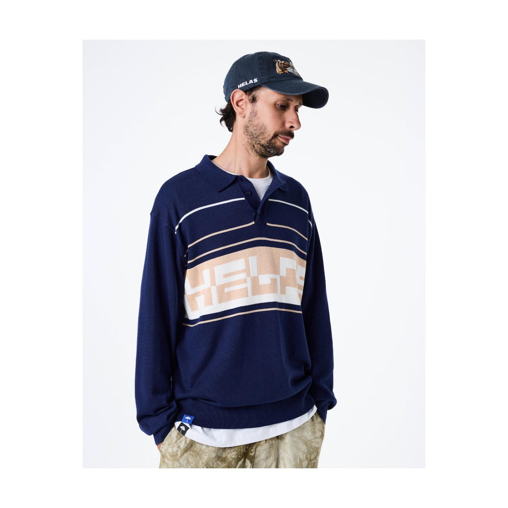 HELAS // POLO KNIT // PULO POLO LS KNIT NAVY