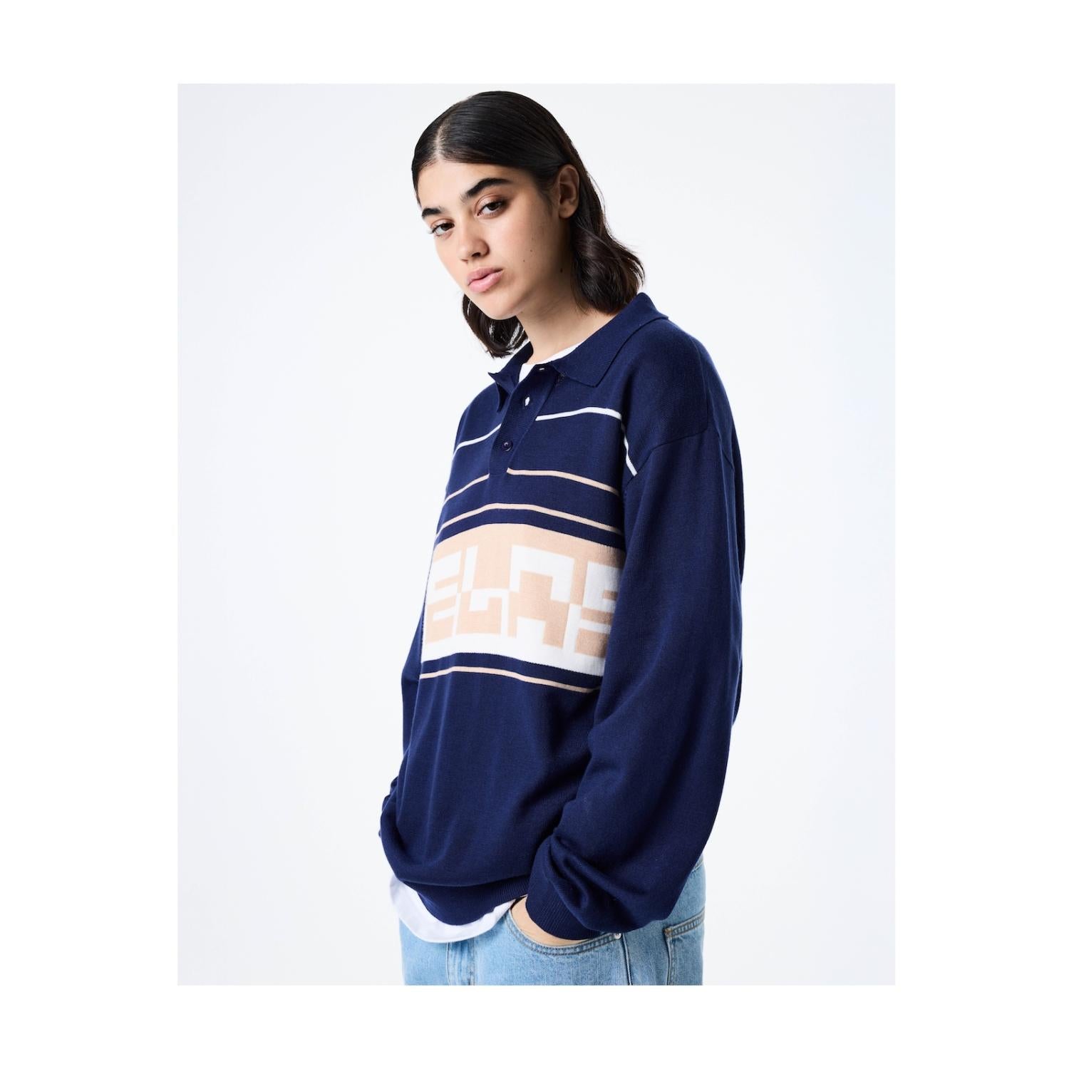 HELAS // POLO KNIT // PULO POLO LS KNIT NAVY